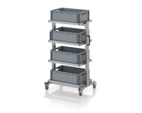 System trolley for Euro containers 60 × 40 × 134 cm, without drawer