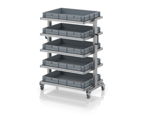 System trolley for Euro containers 80 × 60 × 134 cm, without drawer
