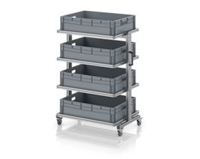 System trolley for Euro containers 80 × 60 × 134 cm, without drawer