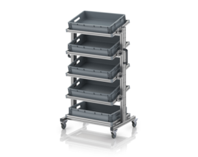 System trolley for Euro containers 60 × 40 × 134 cm, inclinable