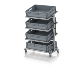 System trolley for Euro containers 80 × 60 × 134 cm, inclinable