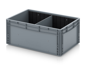 Euro containers with traverse dividers