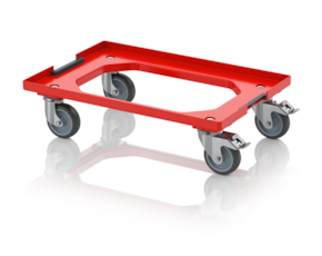 Compact transport trolley with coupling system and rubber wheels