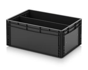 ESD Euro containers with longitudinal dividers
