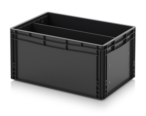 ESD Euro containers with longitudinal dividers