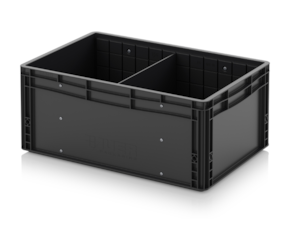 ESD Euro containers with traverse dividers