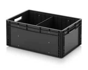 ESD Euro containers with traverse dividers