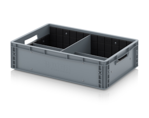 Euro container with transverse and longitudinal divider