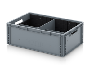 Euro container with transverse and longitudinal divider