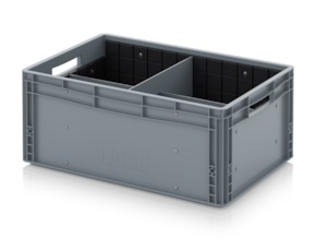 Euro container with transverse and longitudinal divider