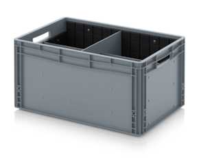 Euro container with transverse and longitudinal divider