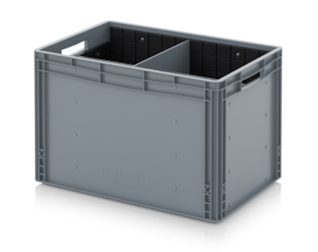 Euro container with transverse and longitudinal divider