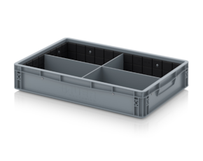 Euro container with transverse and longitudinal divider