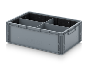 Euro container with transverse and longitudinal divider