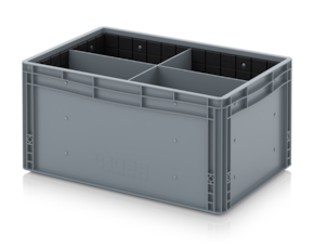 Euro container with transverse and longitudinal divider